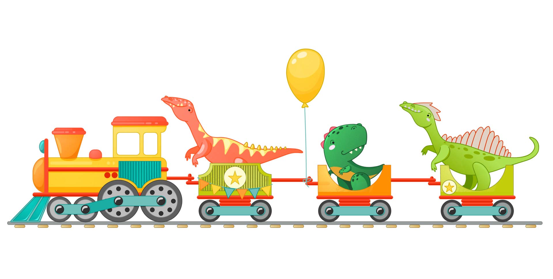 طرح قطار اسباب بازی به همراه دایناسور